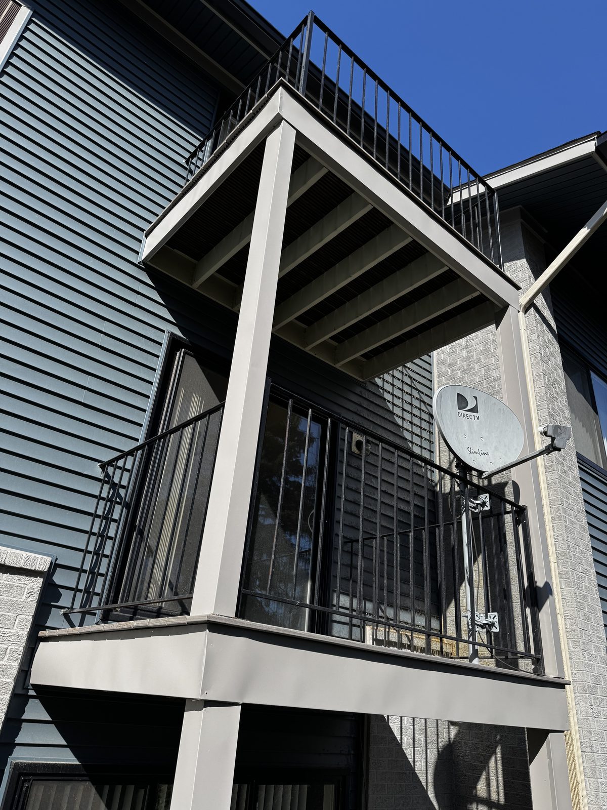 Rebuilt balconies and stair tower on an apartment building