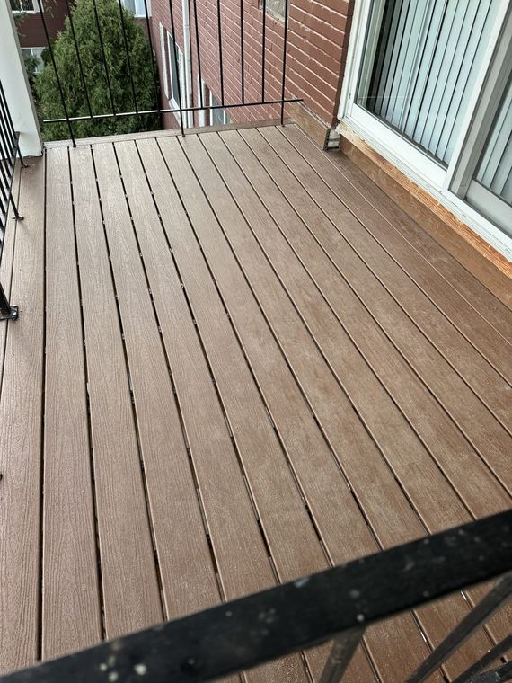 Fresh deck boards on a rebuilt patio deck