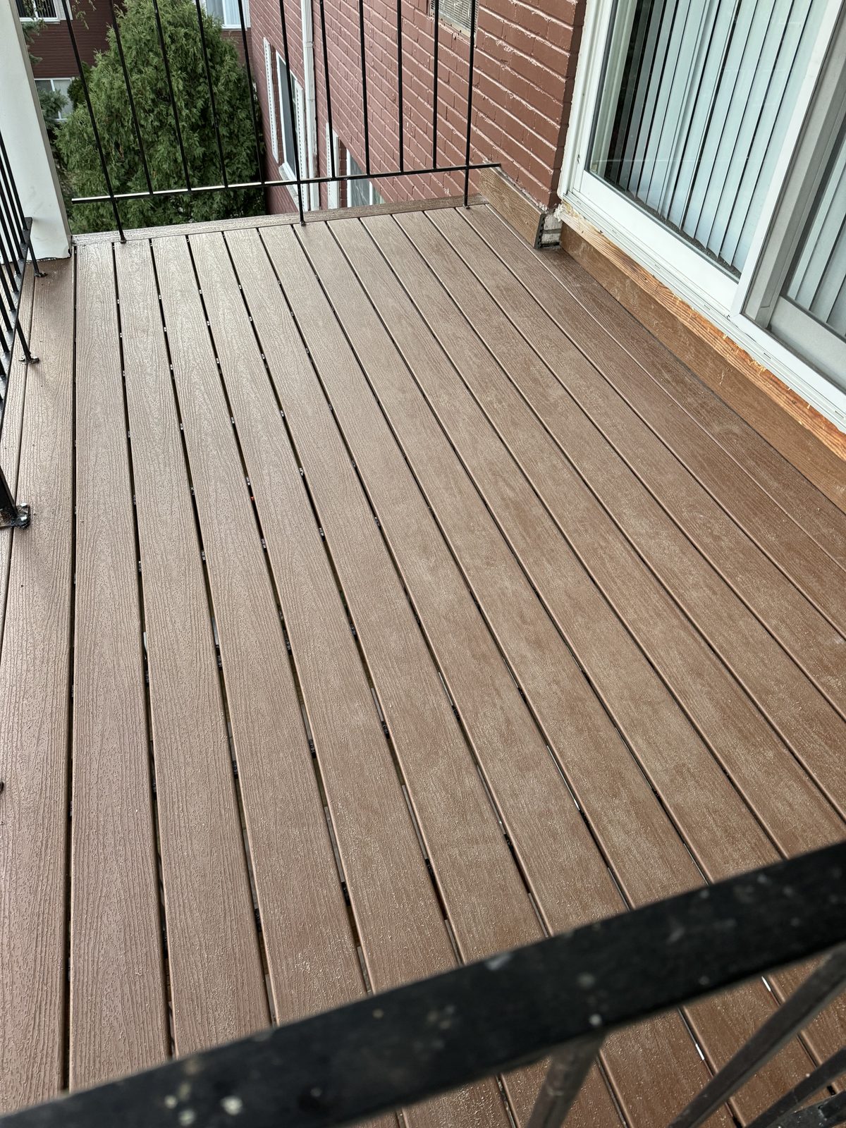 Fresh deck boards on a rebuilt patio deck