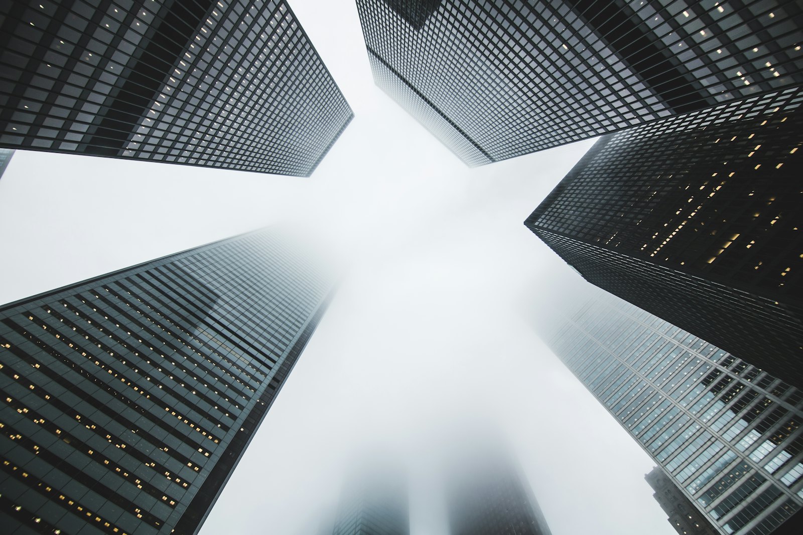 Office tower facades in the business district
