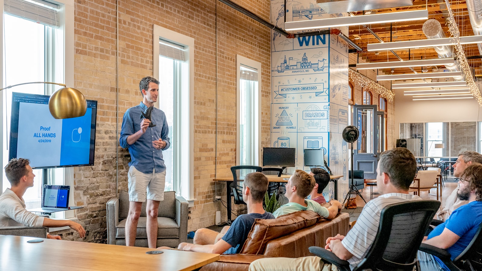 Team meeting in a modern office space