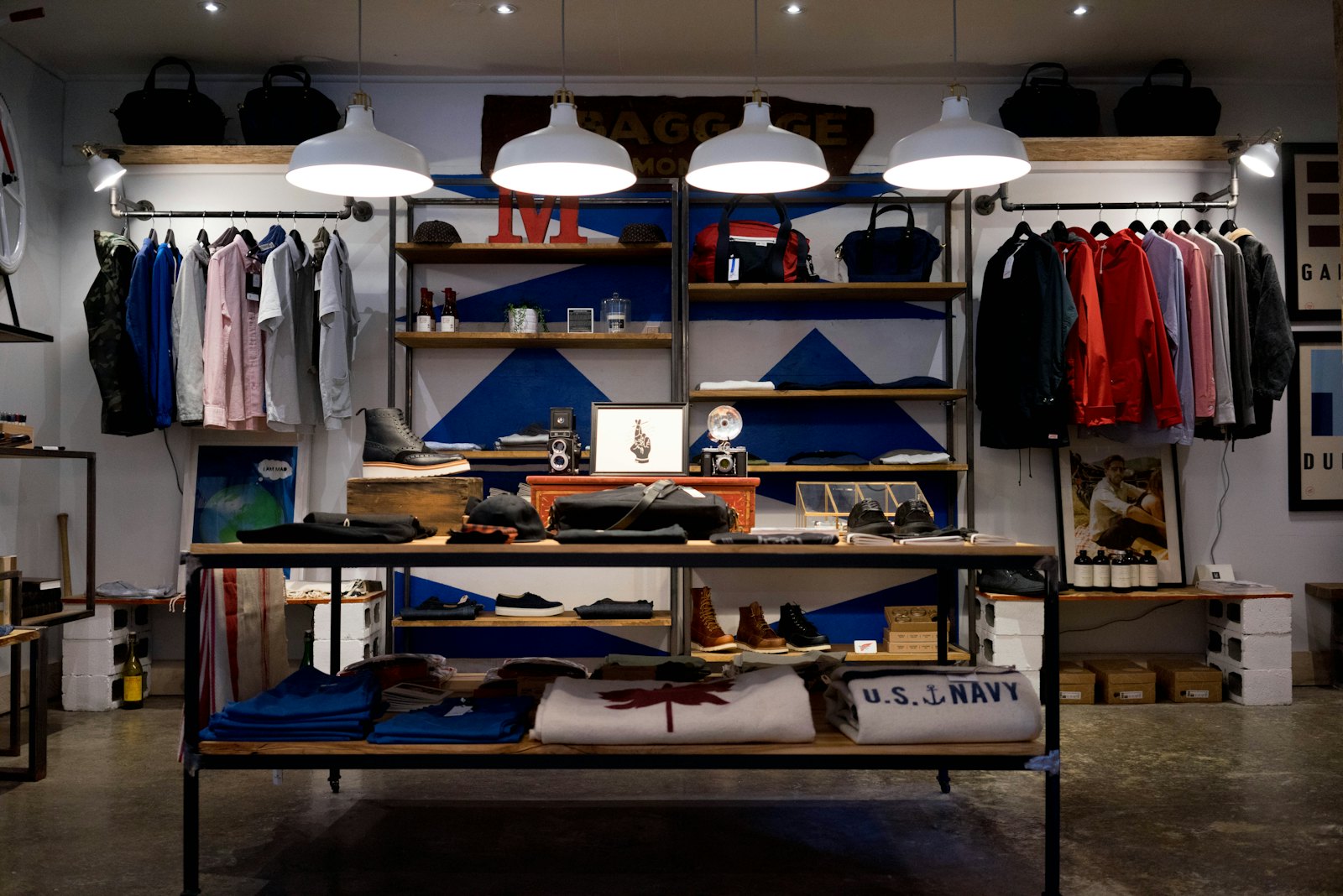 Retail sales floor with fixtures and shelving