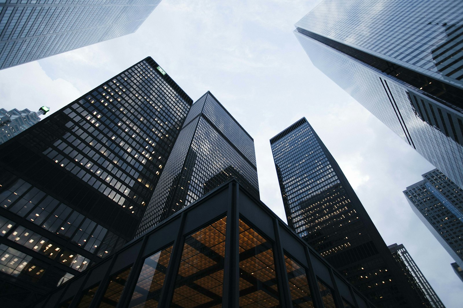 Glass office towers in the business corridor